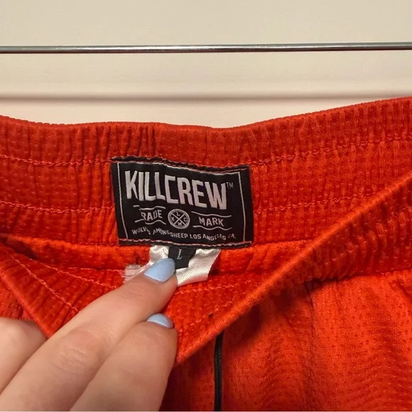 Kill Crew Red Athletic Mesh Shorts with Black Flame Print - Picture 5 of 7